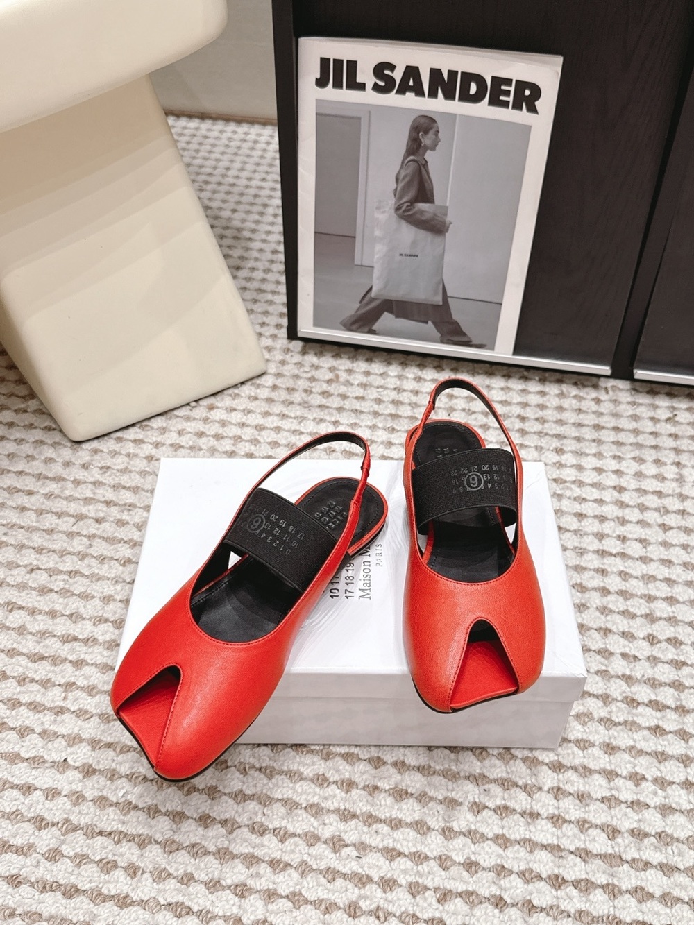 Maison Martin Margiela Red Leather Open-Toe Slingback Mules - Picture 3 of 9